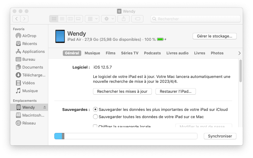 Restaurer l’iPad