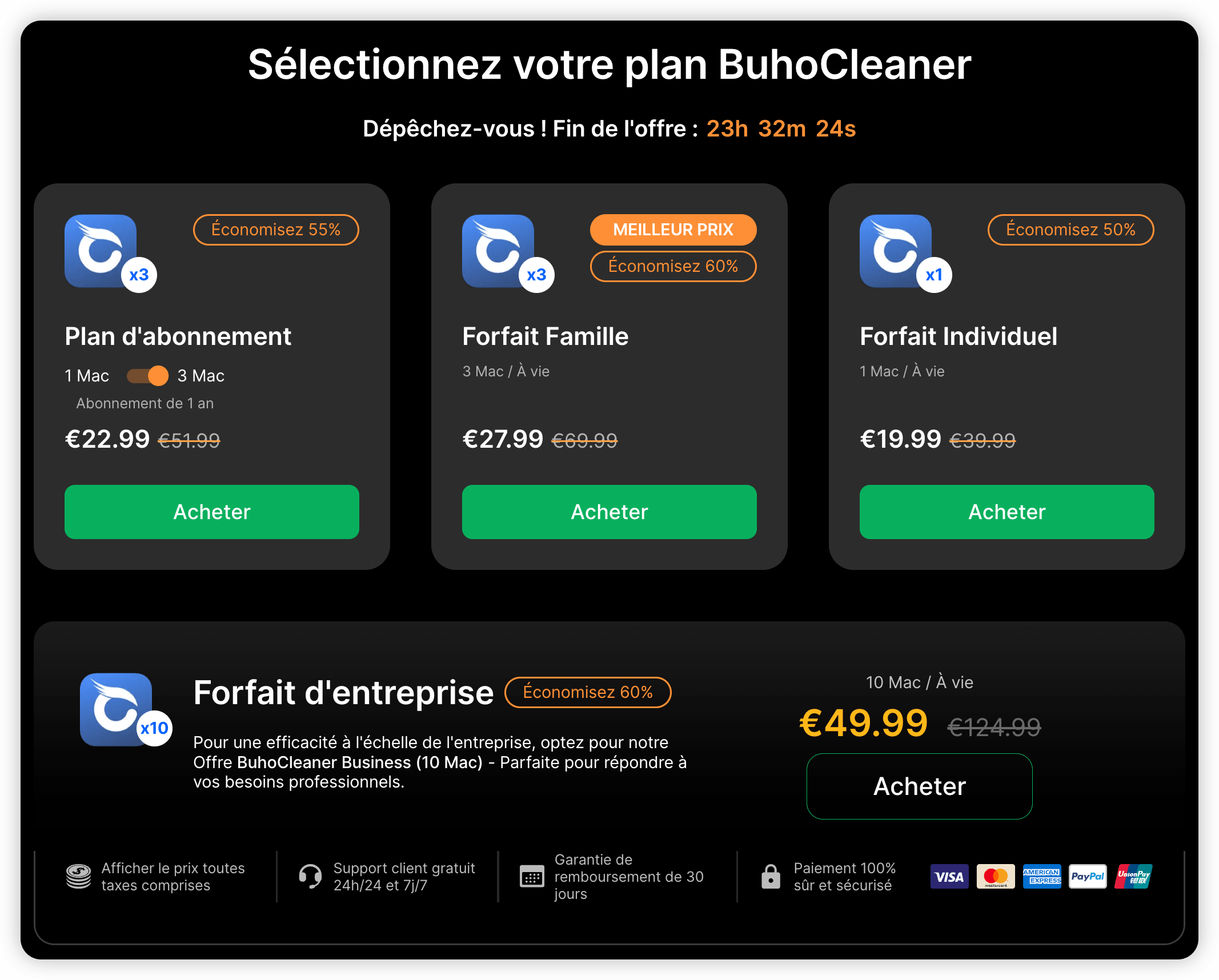 Choisir votre plan BuhoCleaner