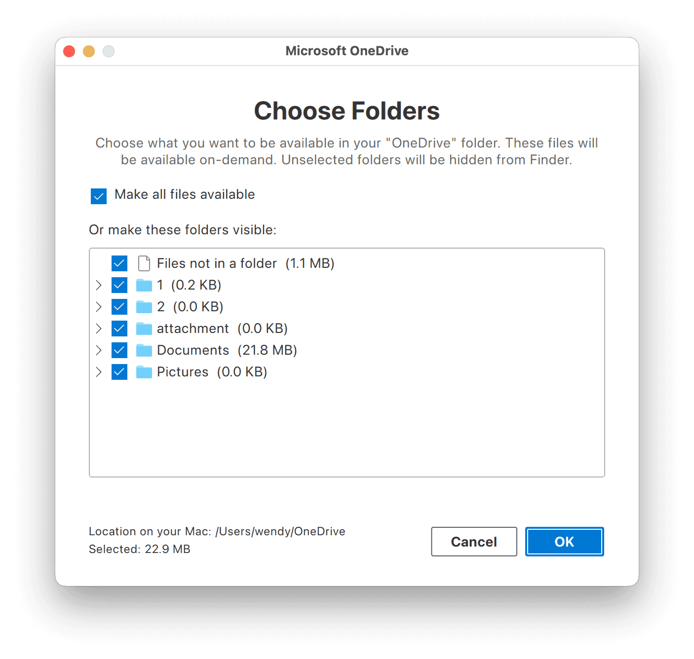 Sync OneDrive Folder