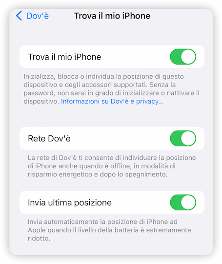 Disattivare Dov'è il mio iPhone iOS 13+.png