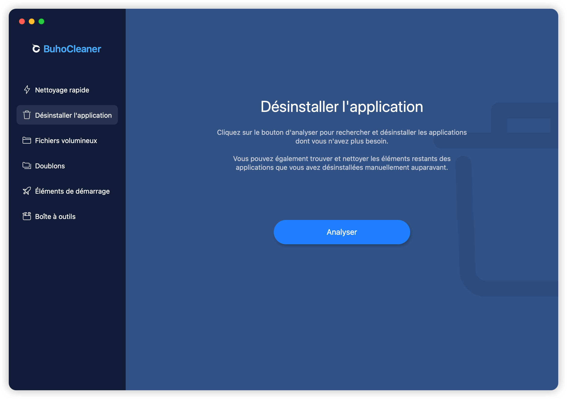 Désinstaller l'application dans BuhoCleaner