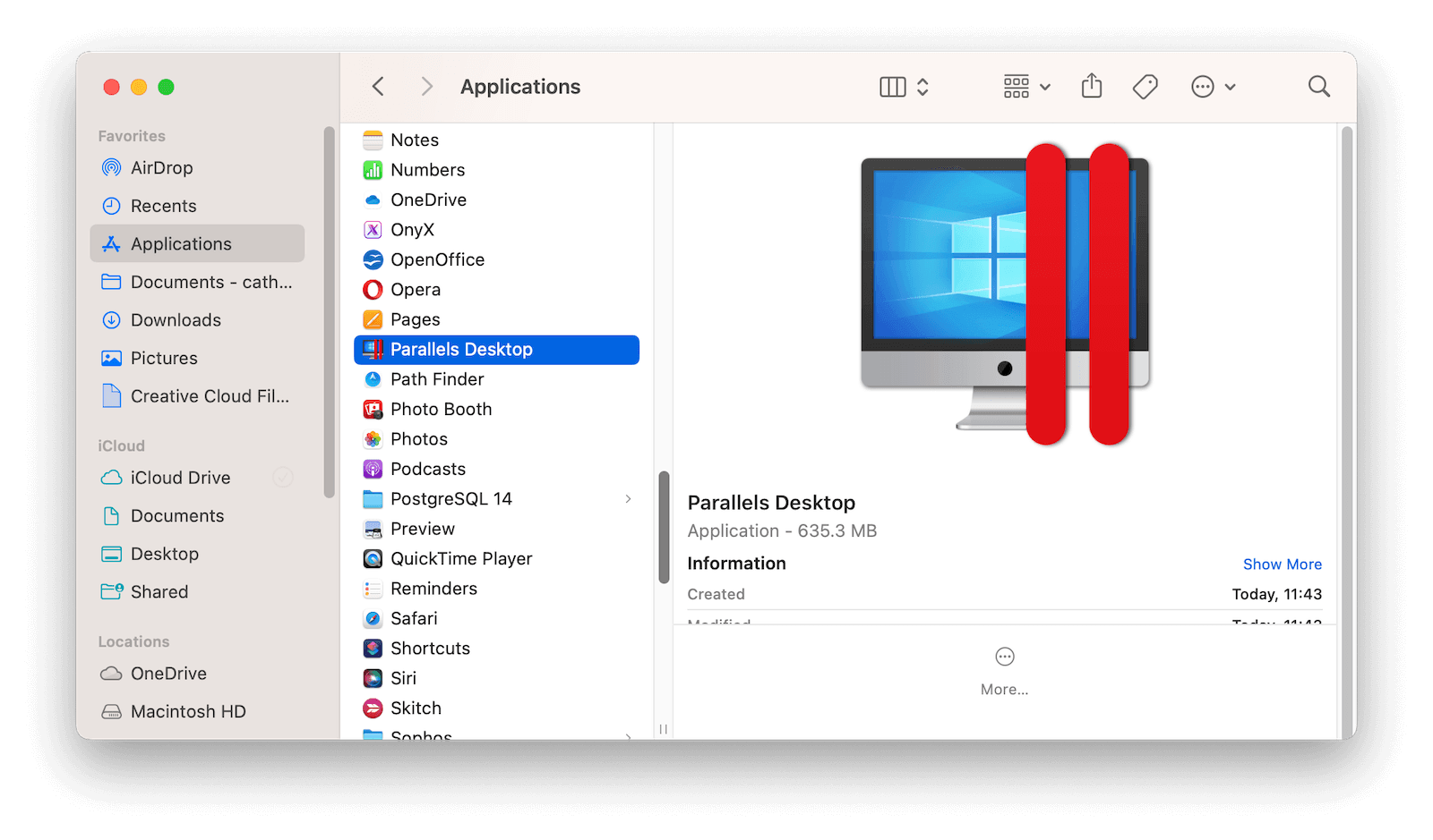 Uninstall Parallels Desktop on Mac with Finder