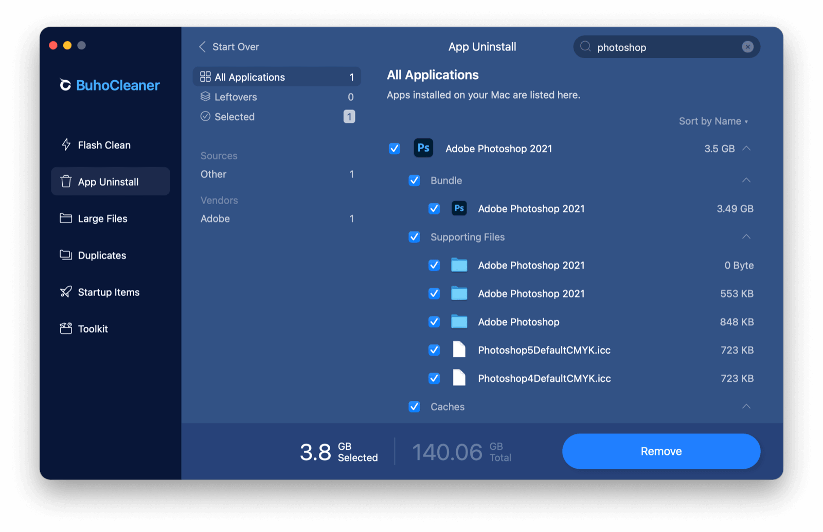 Uninstall Photoshop on Mac with BuhoCleaner