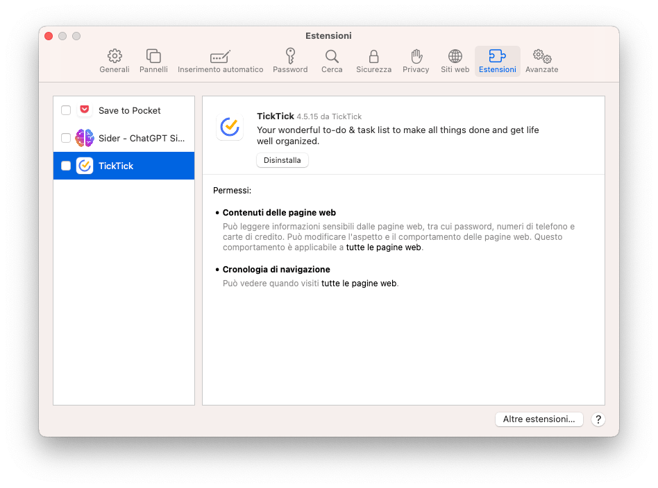 Uninstall Unused Extensions in Safari