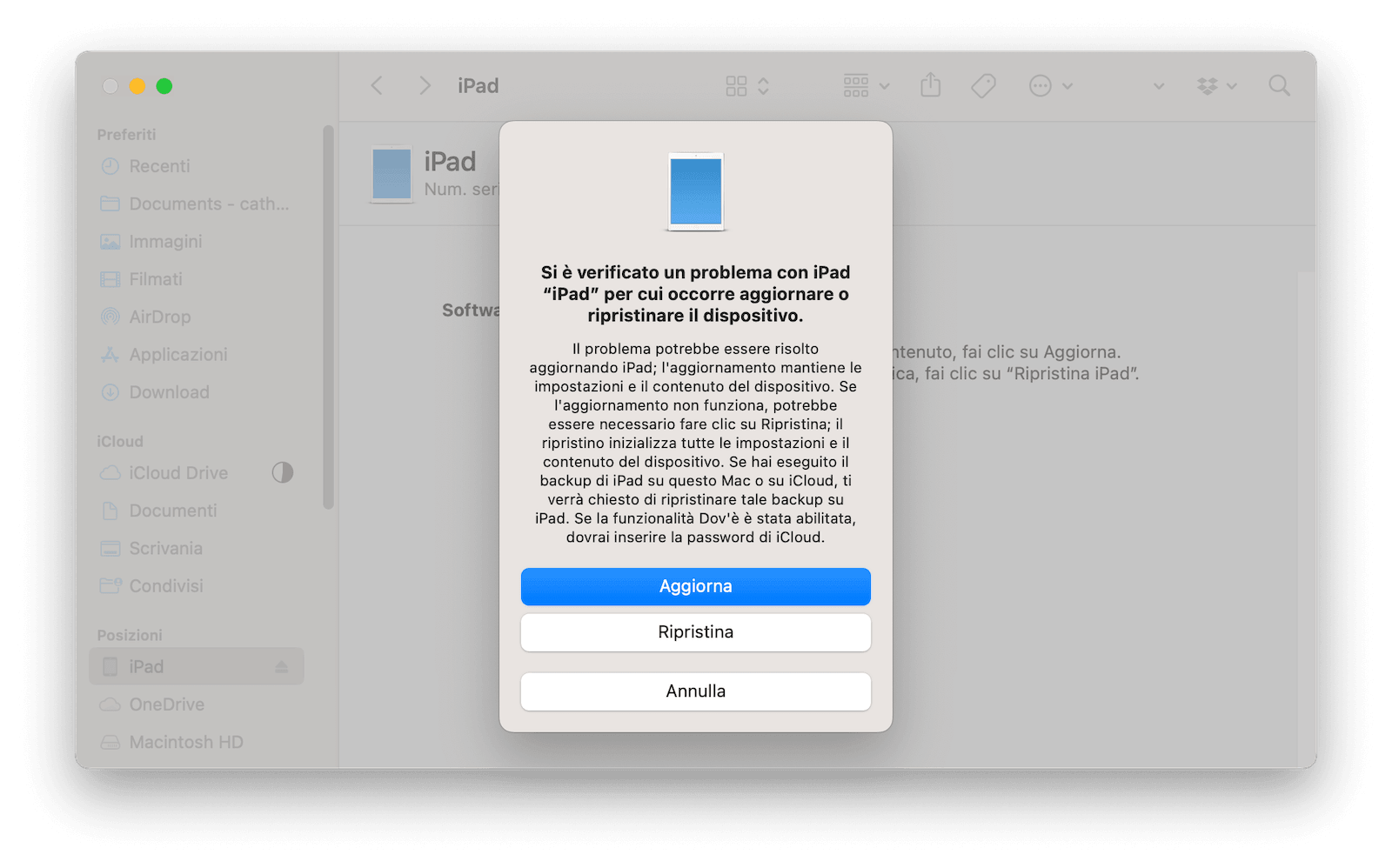 iPad non disponibile
