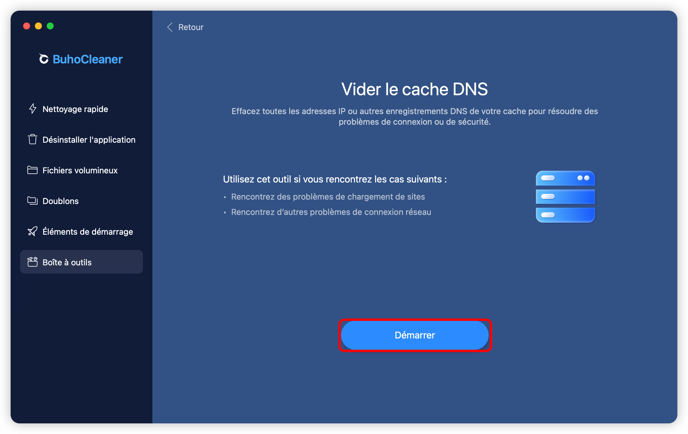 Démarrage de vider le cache DNS