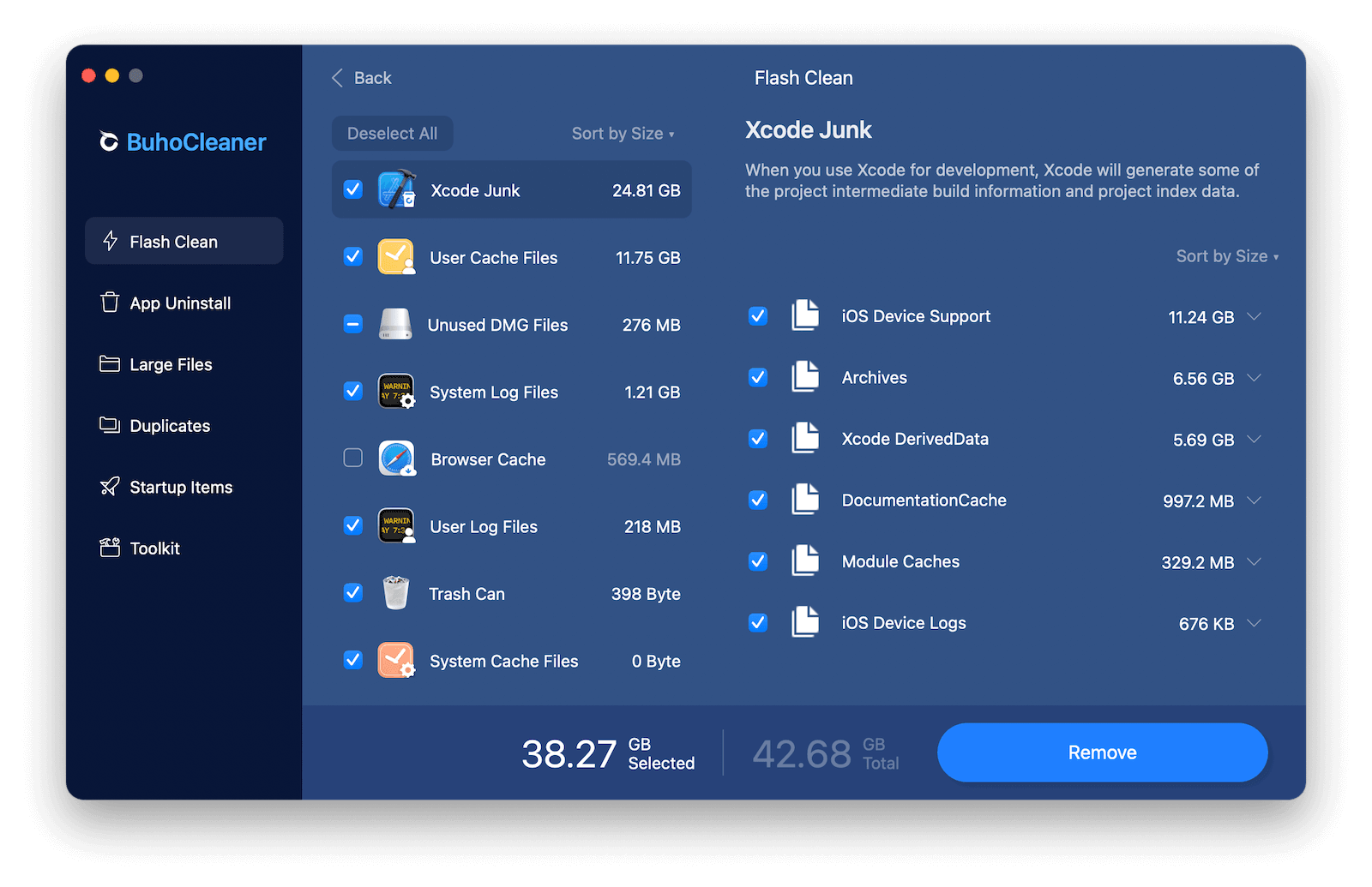 View and Remove Xcode Caches
