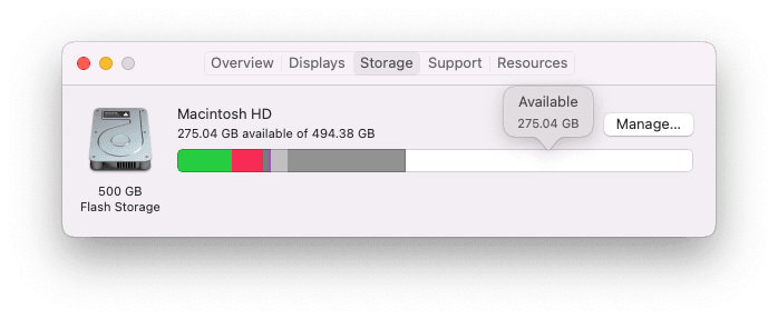 Check Avaialbe Storage Space on Mac