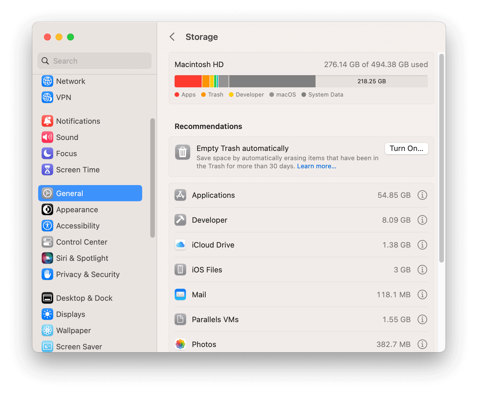 Check Free Storage Space on Mac