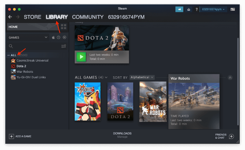 Find Steam Games in Library