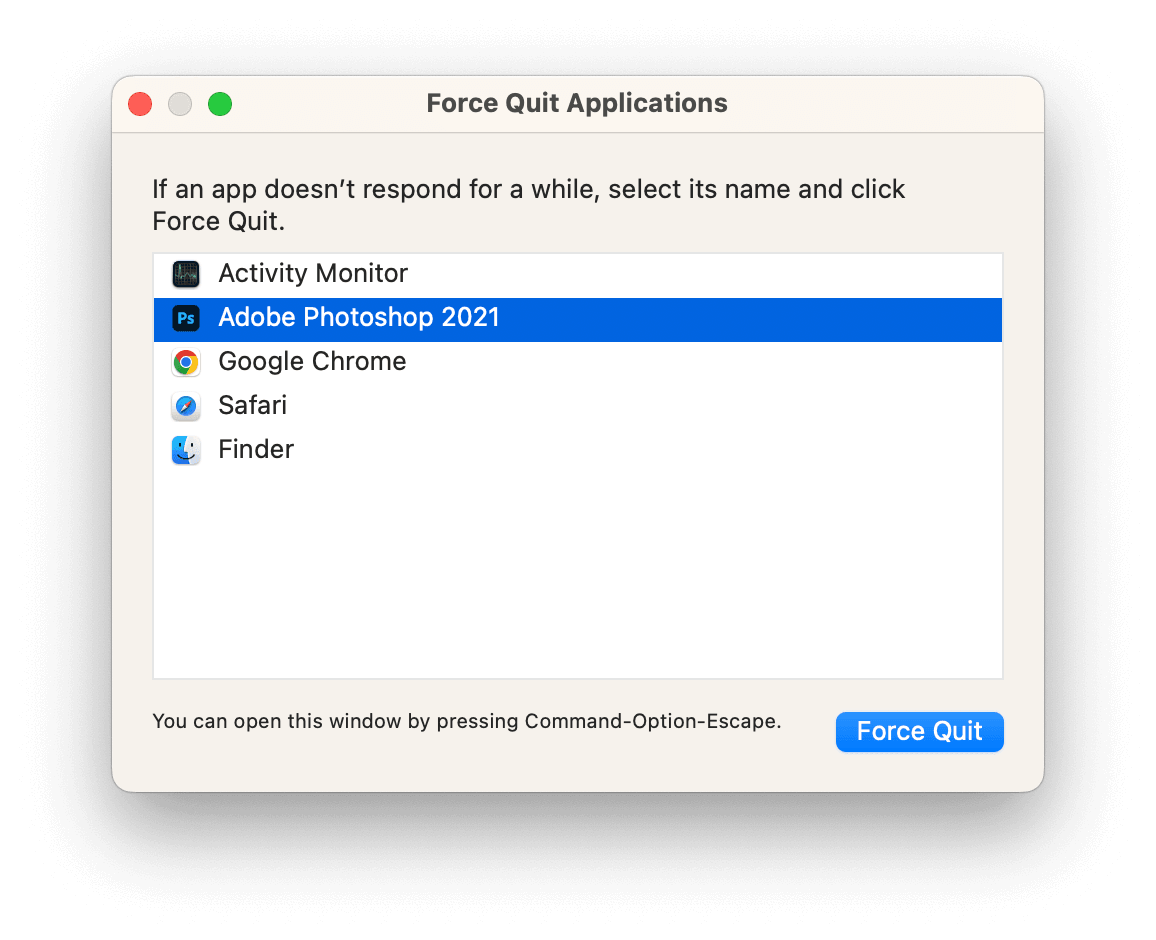 Force Quit Crashing App on Mac