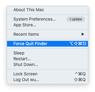 Force Quit in the Apple Menu