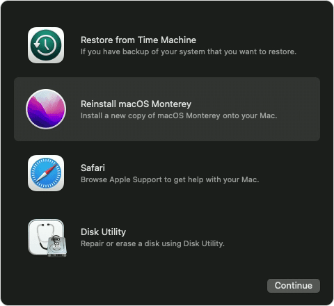 Reinstall macOS in macOS Recovery Mode
