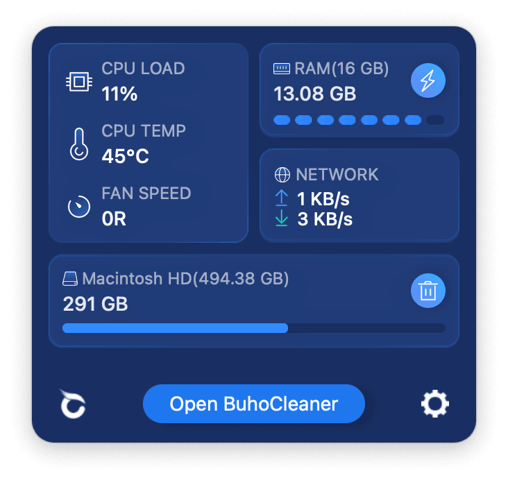 Real Time Monitor CPU Usage with BuhoCleaner