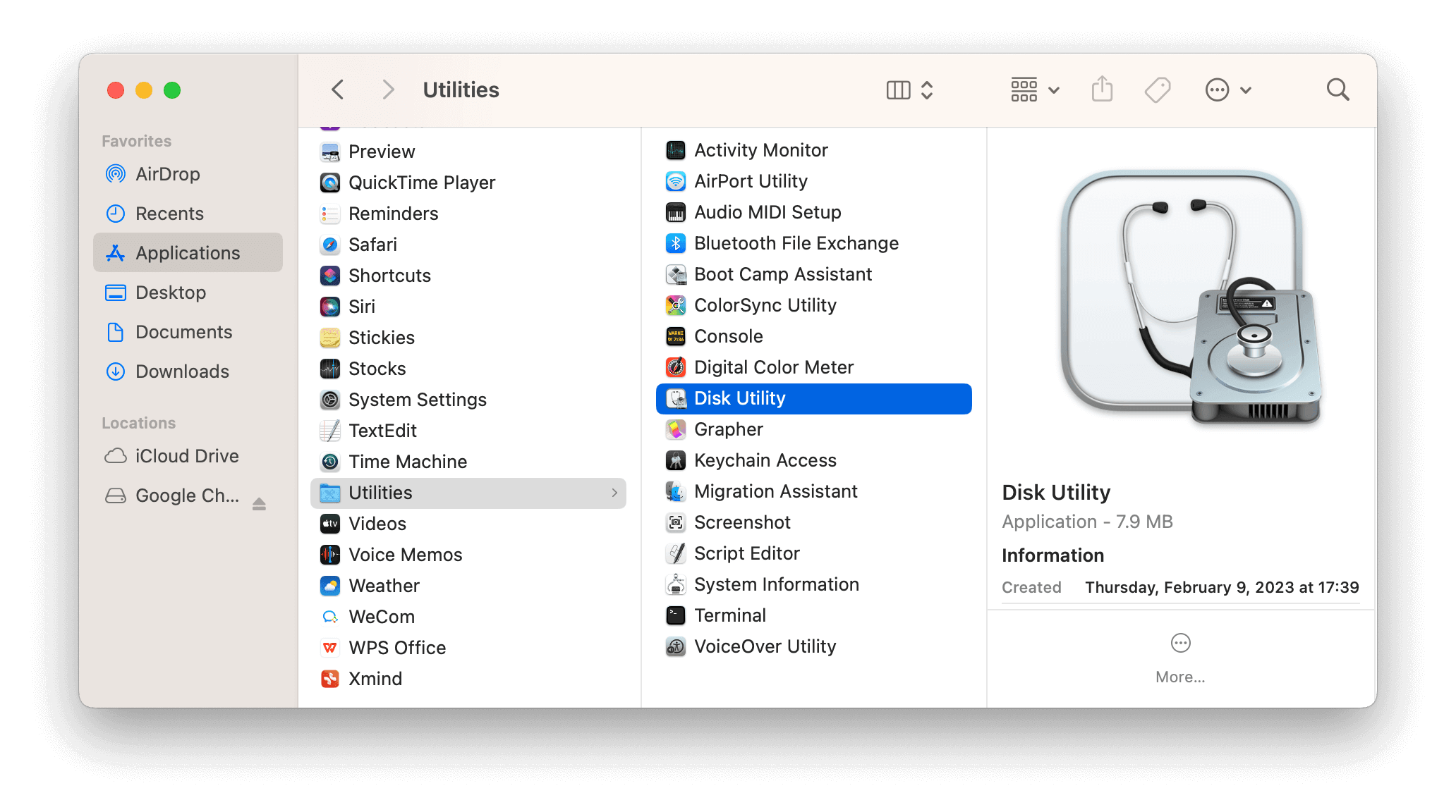 open Disk Utility from Finder