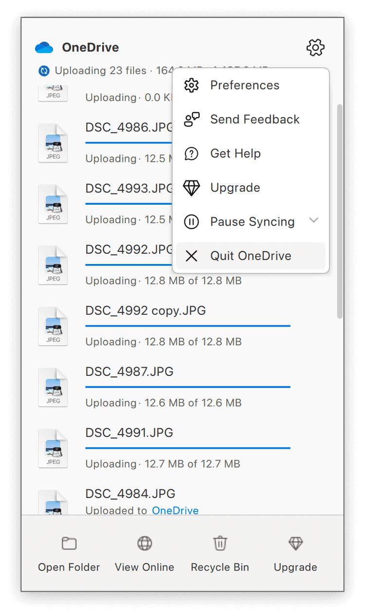 Quit OneDrive from Mac