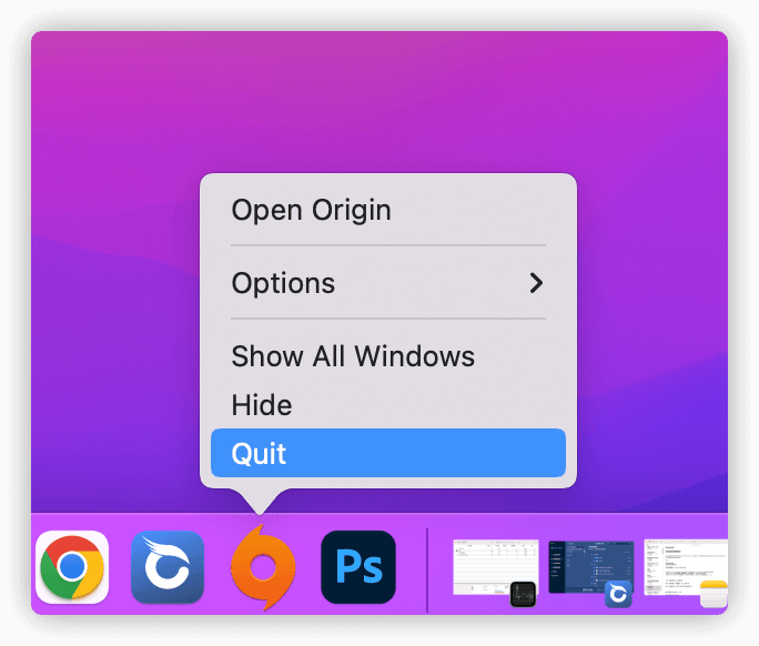 Quit Origin on Mac