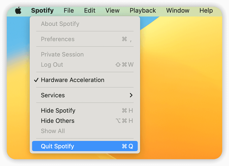 Quit Spotify on Mac
