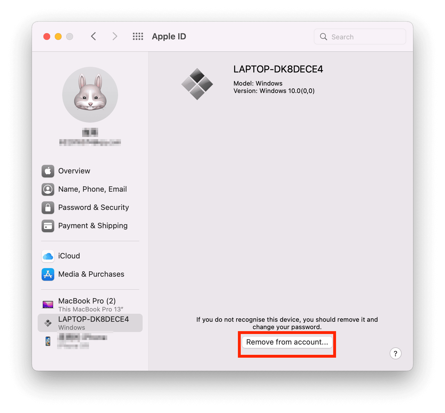 Remove Device from Apple ID on Mac