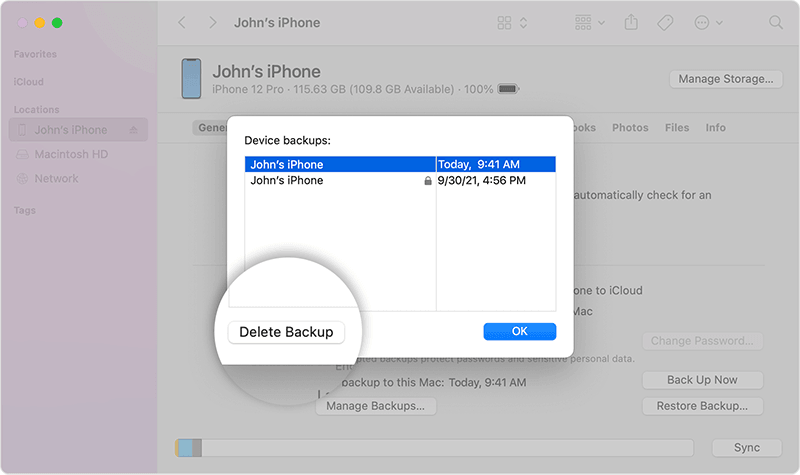 Remove Old iOS Backups in Finder