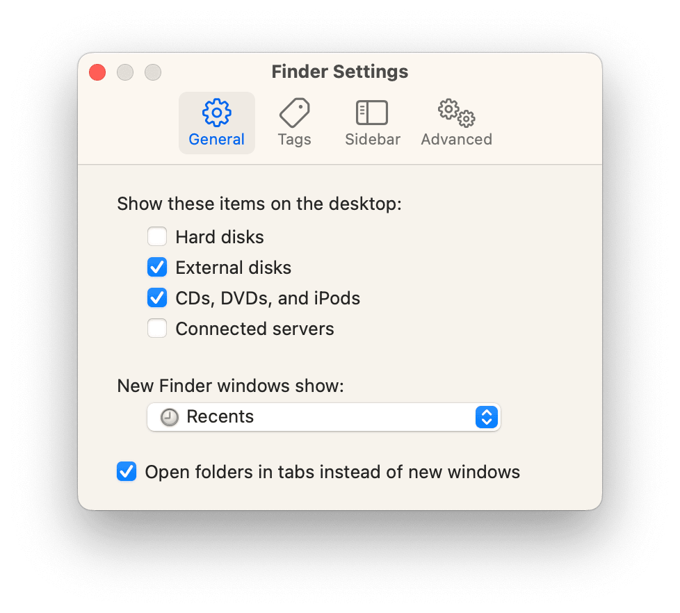 Set Finder to Show External Disk on Mac Desktop