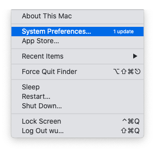 System Preferences in the Apple Menu