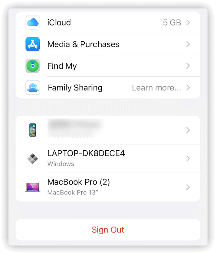 Trusted Device List on iPhone