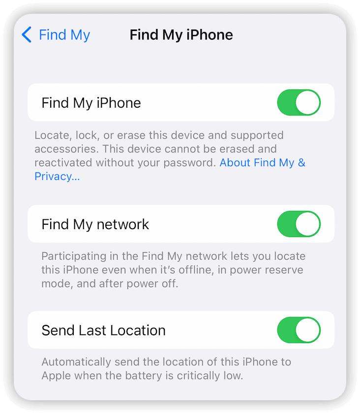Turn off Find My iPhone on 
