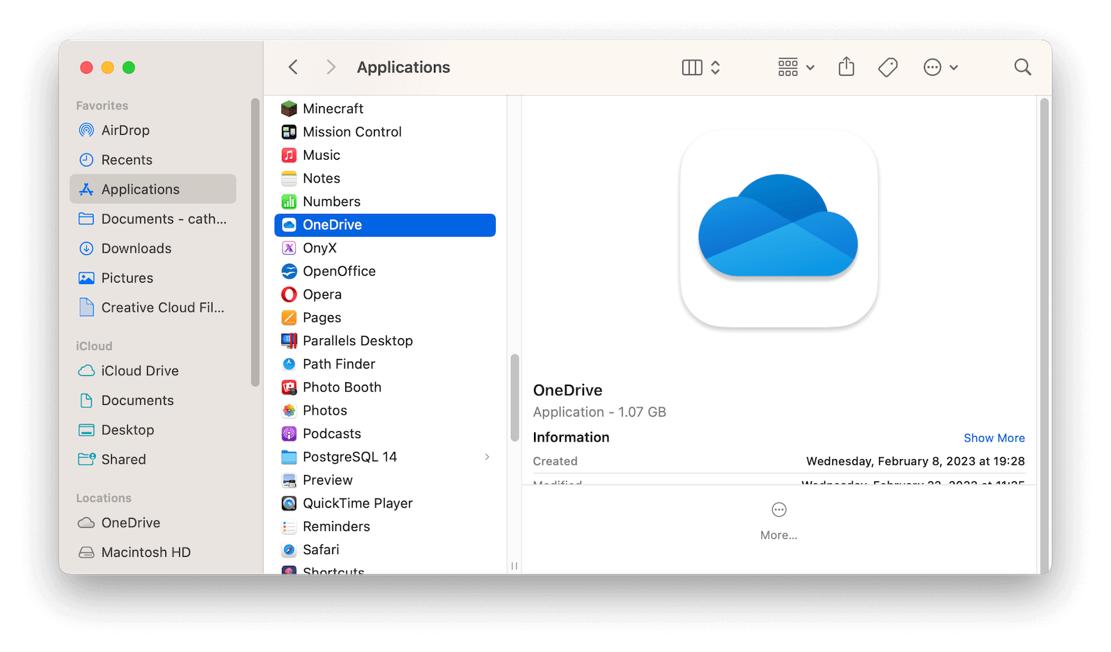 Delete OneDrive on Mac with Finder