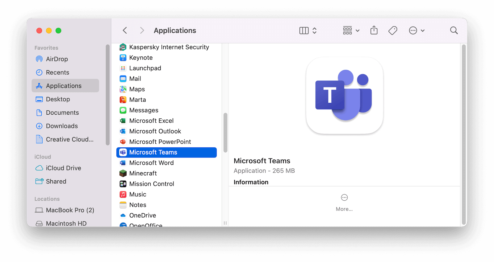 Uninstall Teams on Mac with Finder