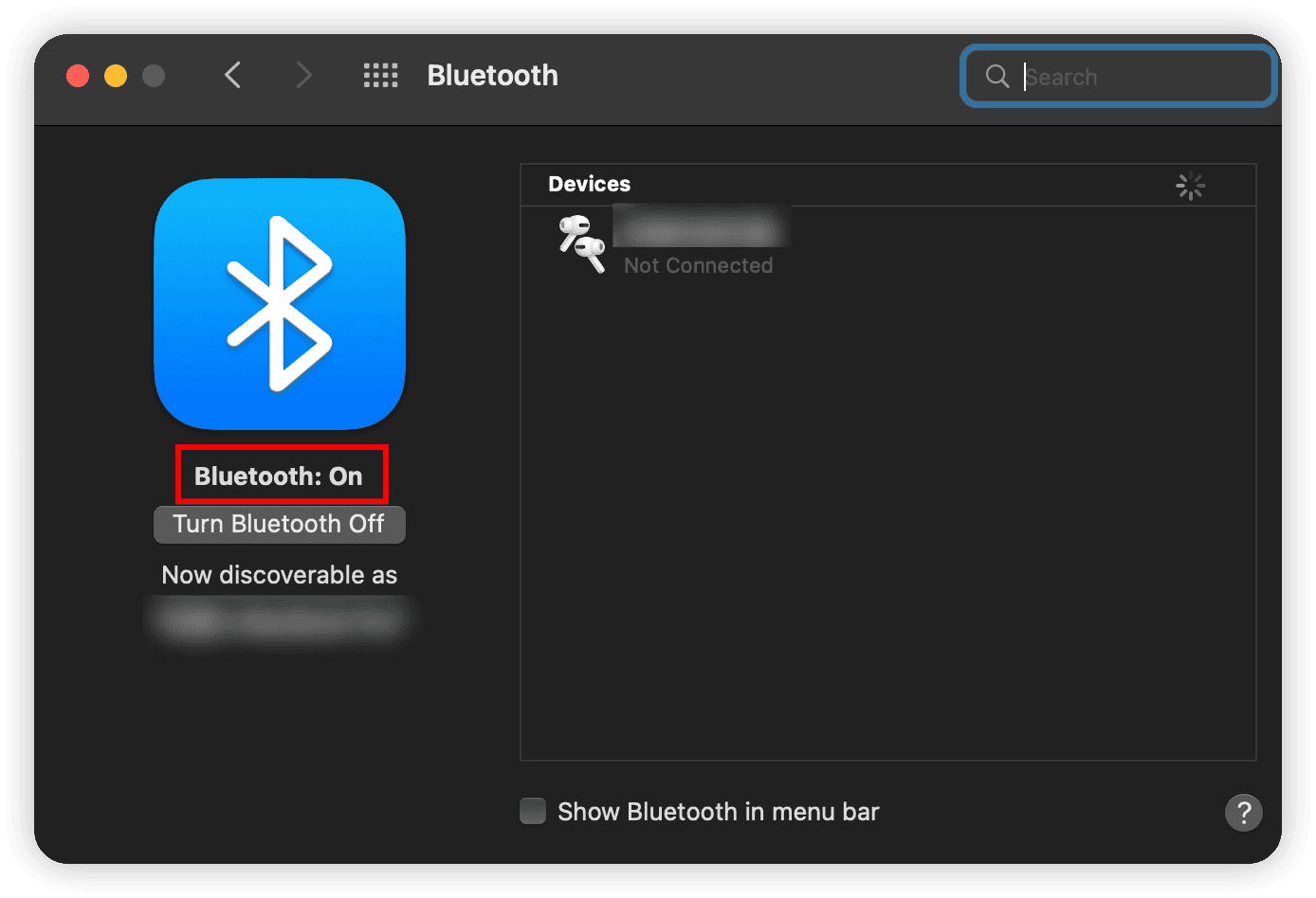 Activate Bluetooth in System Preferences