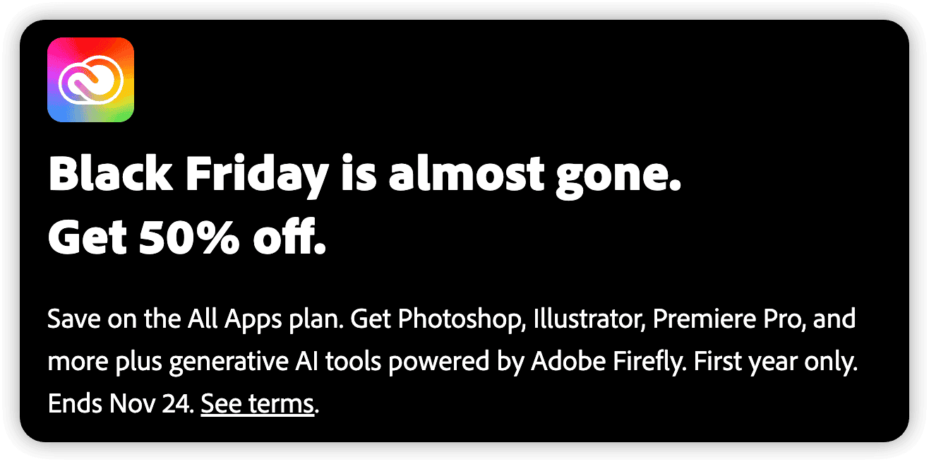 Adobe Creative Cloud Black Friday Sale