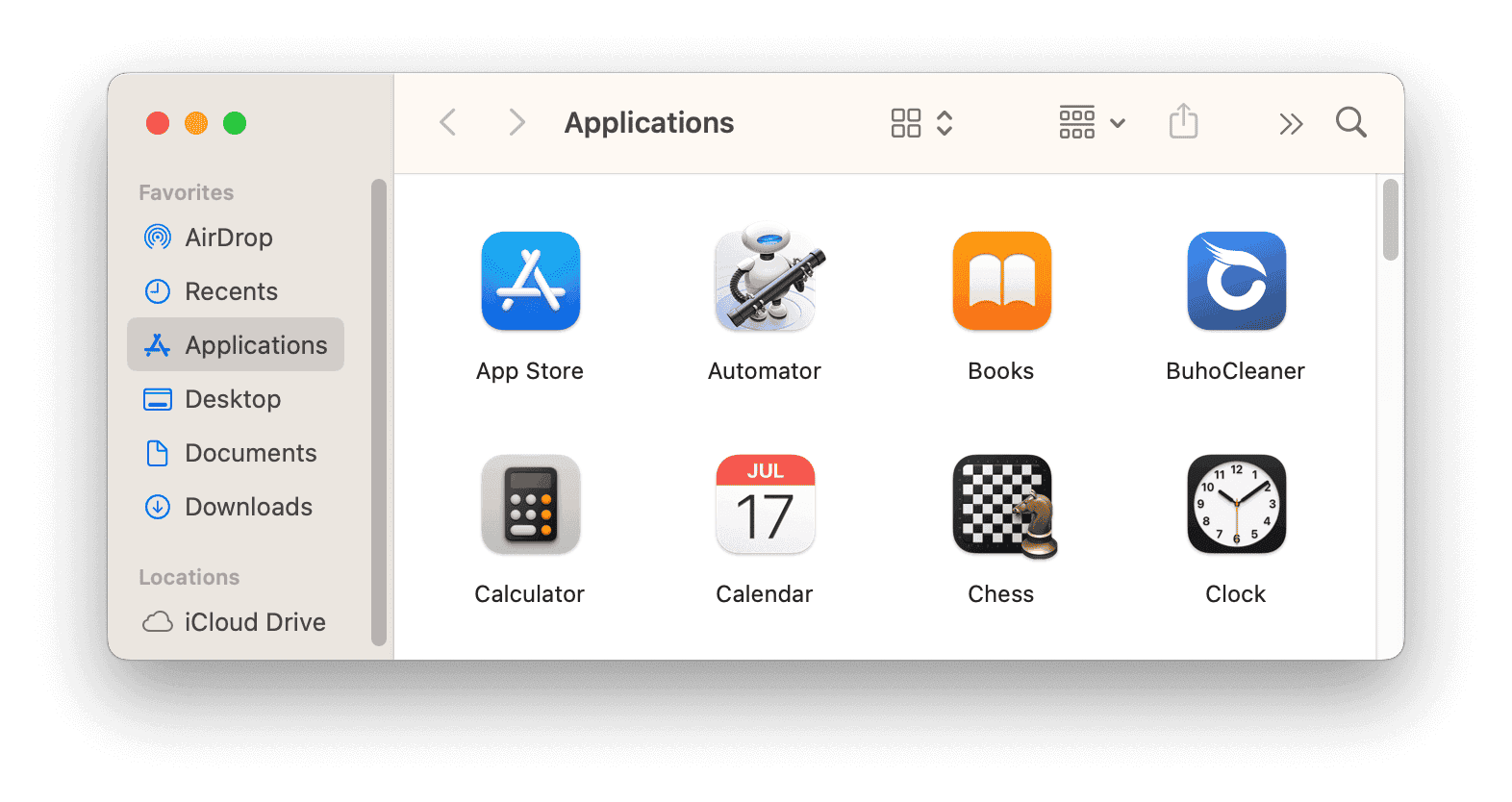 use Finder to open the Applications folder