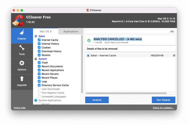 CleanMyMacXの代替品 - CCleaner
