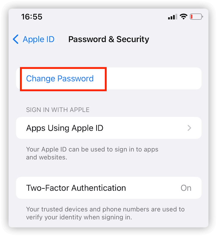 Change Apple ID Password to Unlock it