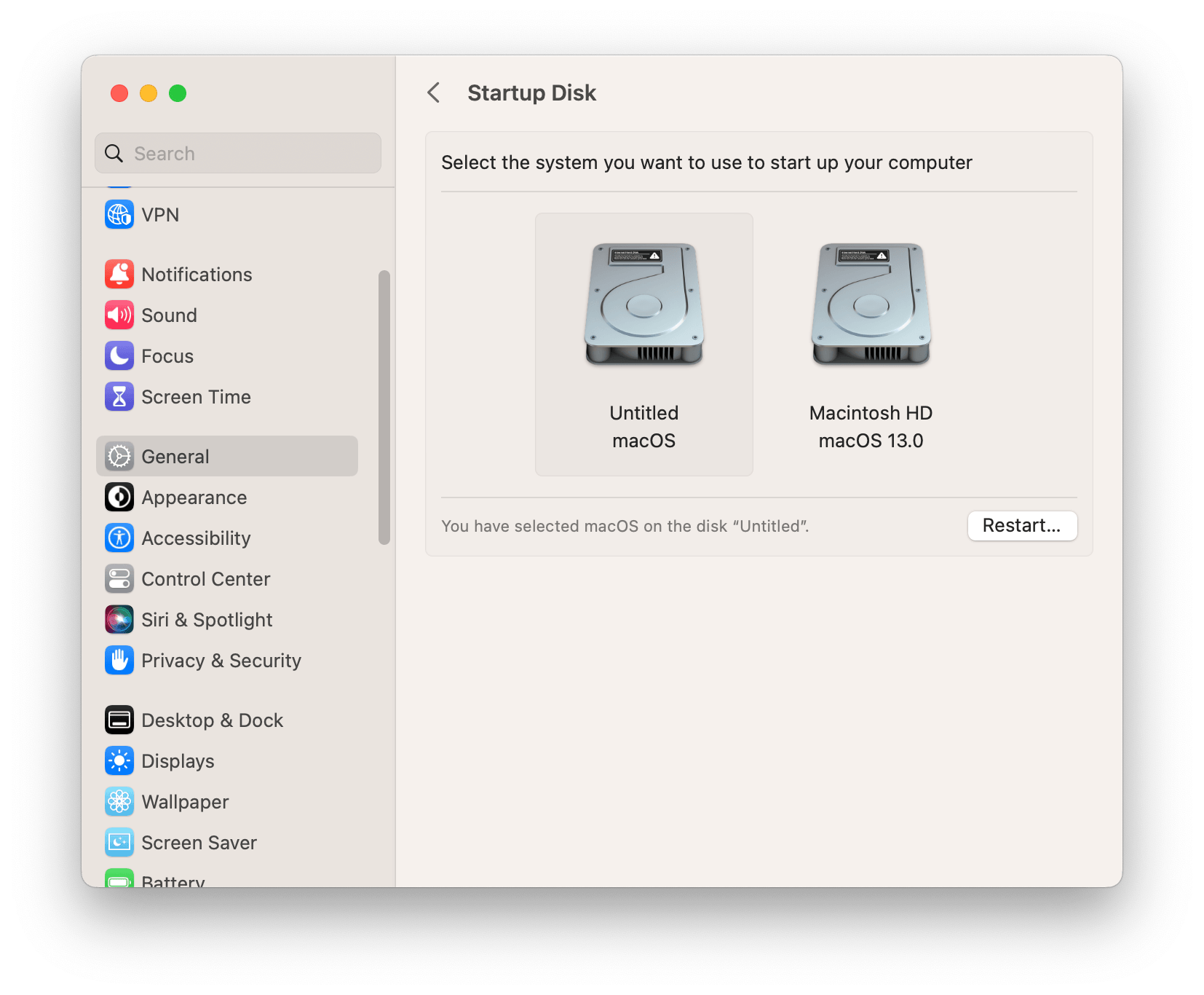 how to change Mac startup disk