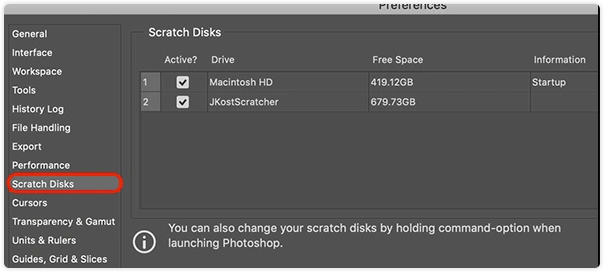 So ändern Sie Photoshop Arbeitsvolumen auf dem Mac
