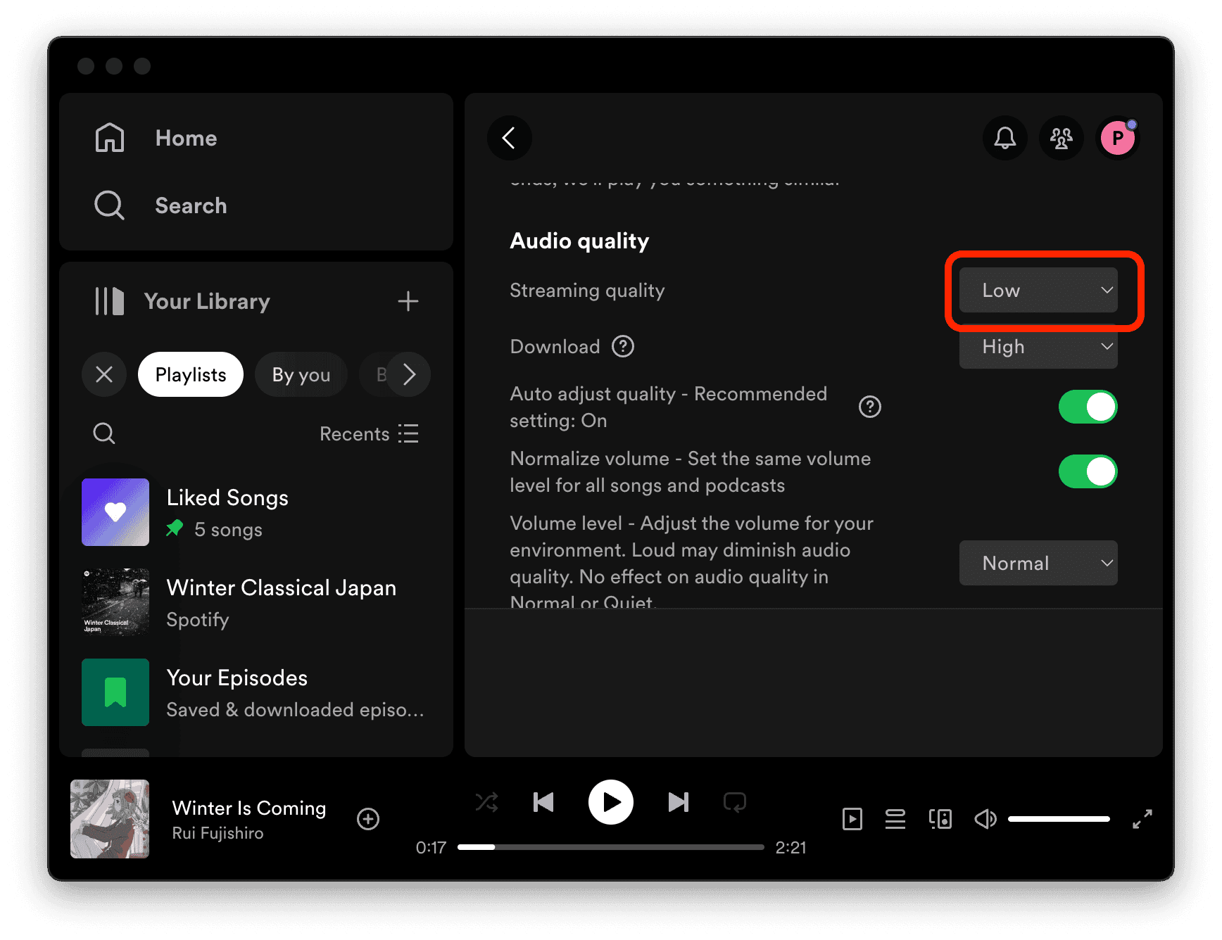 Change Spotify's Streaming Quality