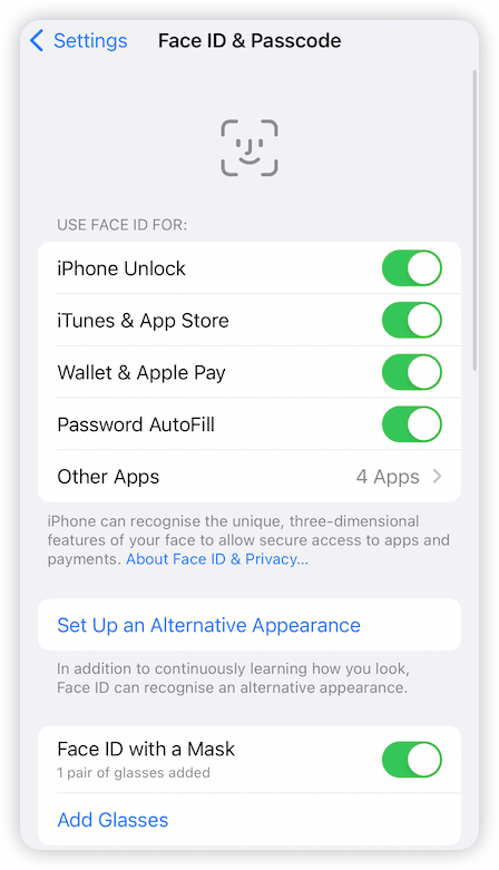Check Face ID Settings on Your iPhone