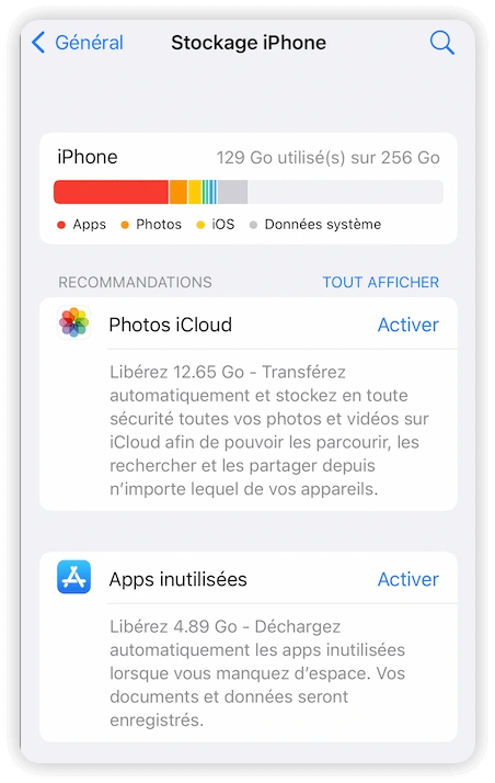 Check iPhone Storage in Settings