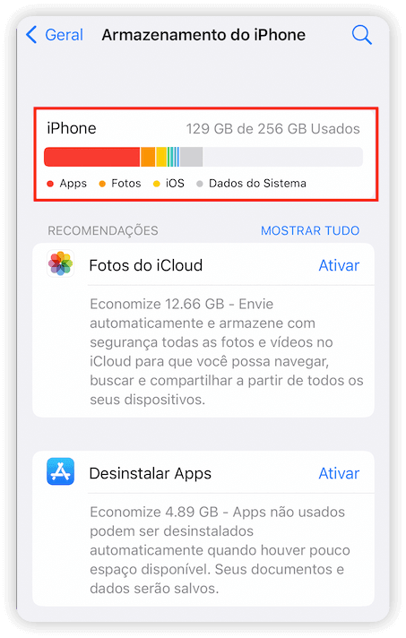 Check iPhone Storage in Settings