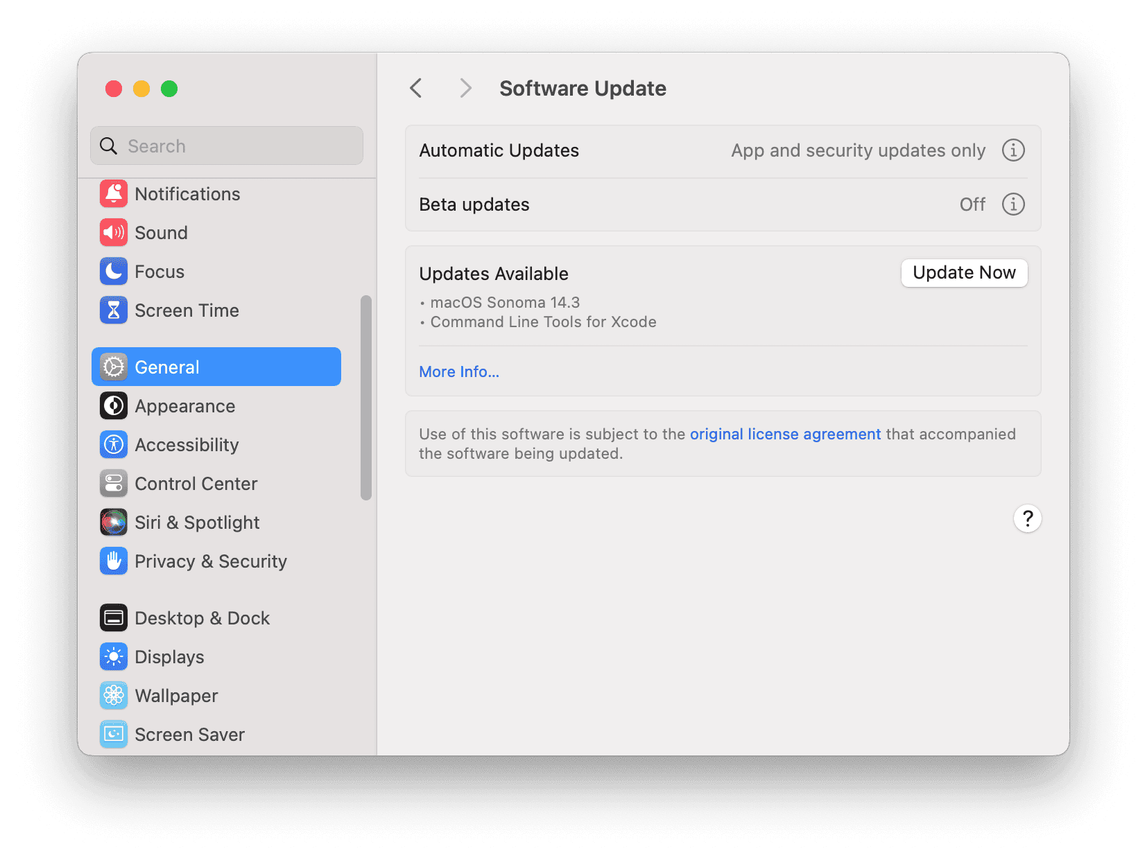 Check Software Update on Mac