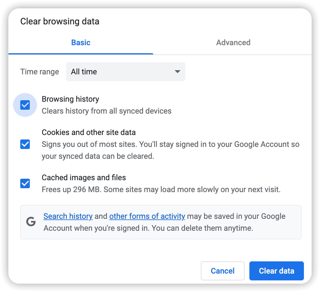 Clear Chrome Temporary Files
