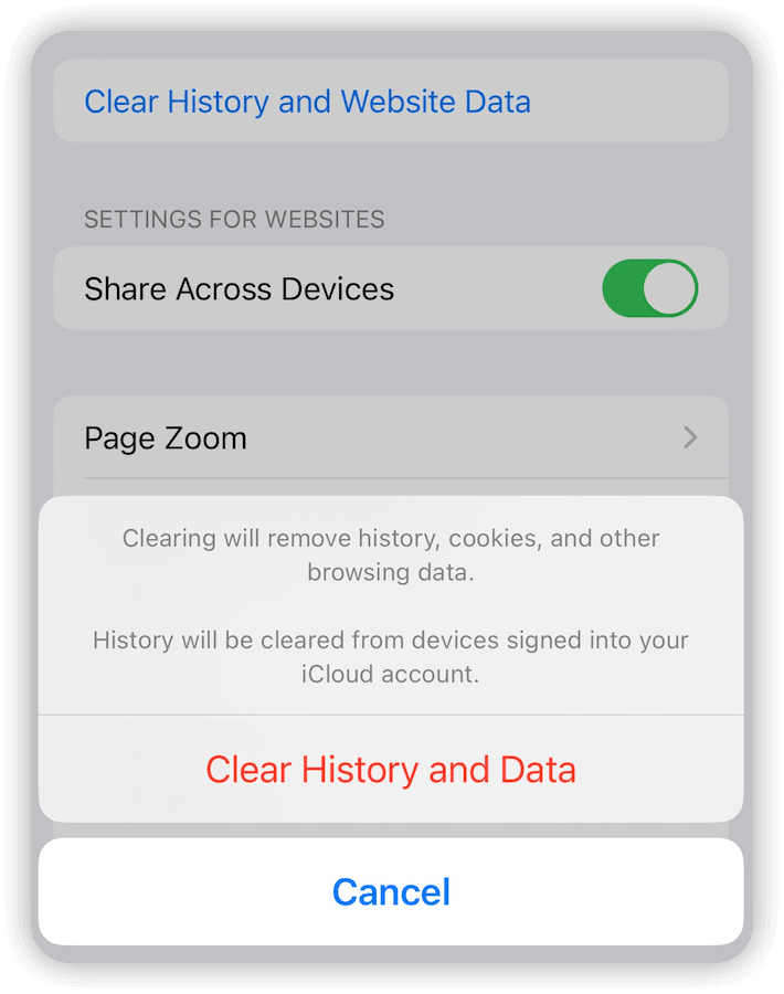 Clear Browser Data and History in Safari on iPhone