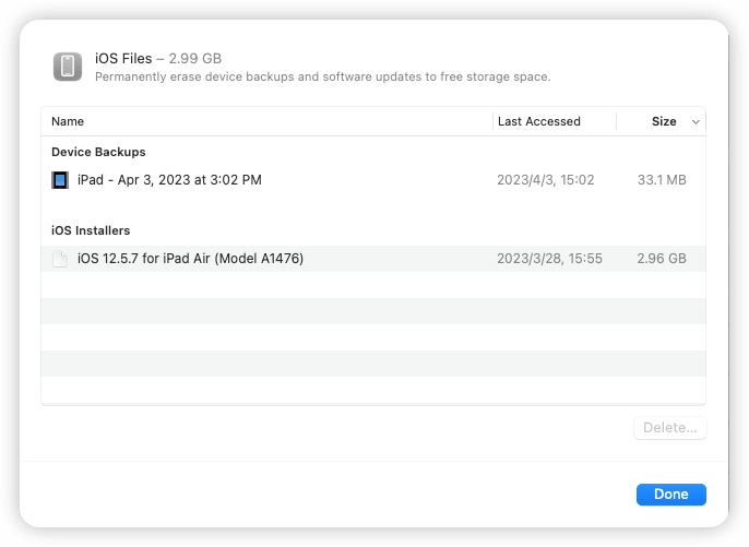 Delete iOS Files on Mac