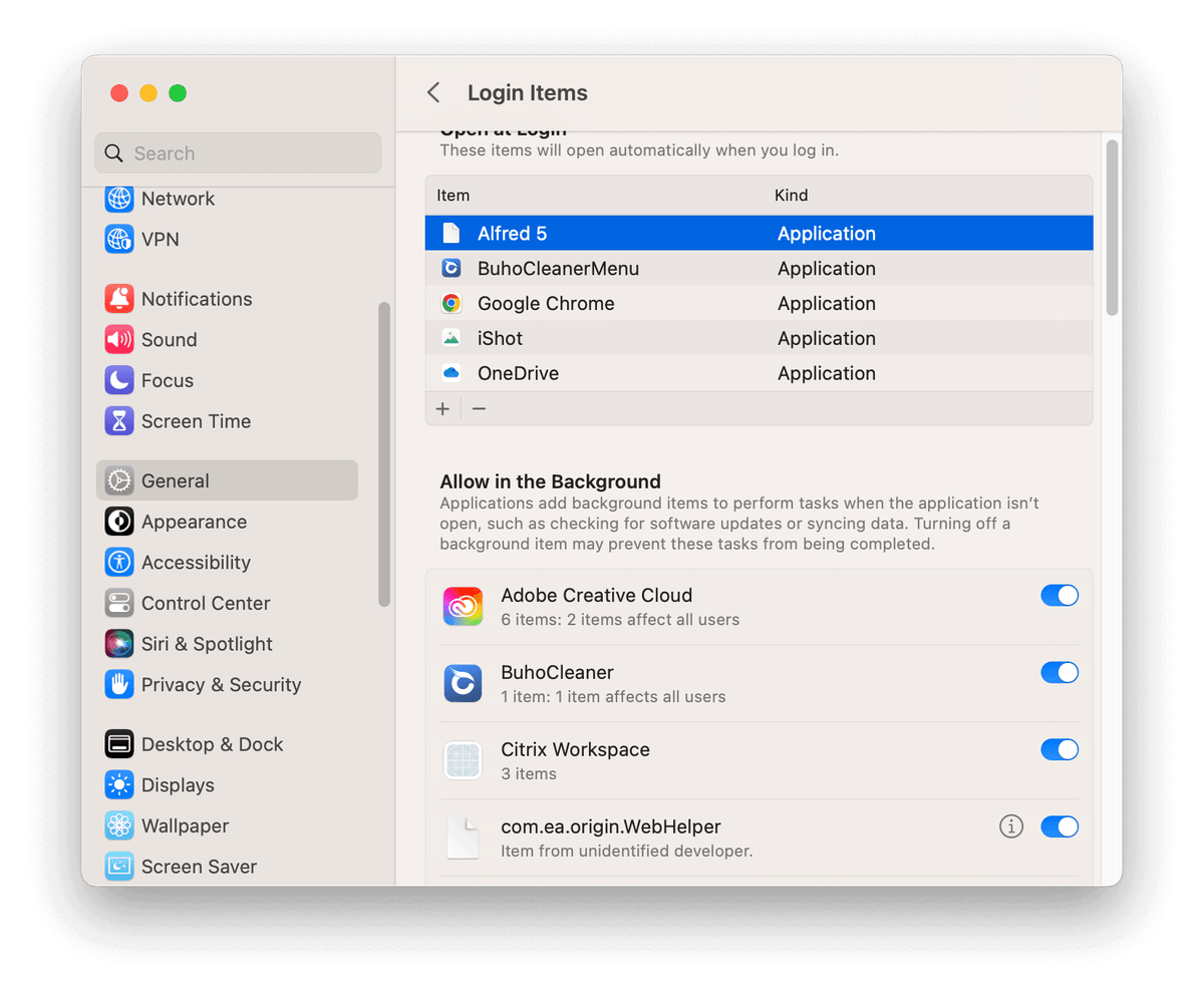 Disable Login Items on macOS V
entura