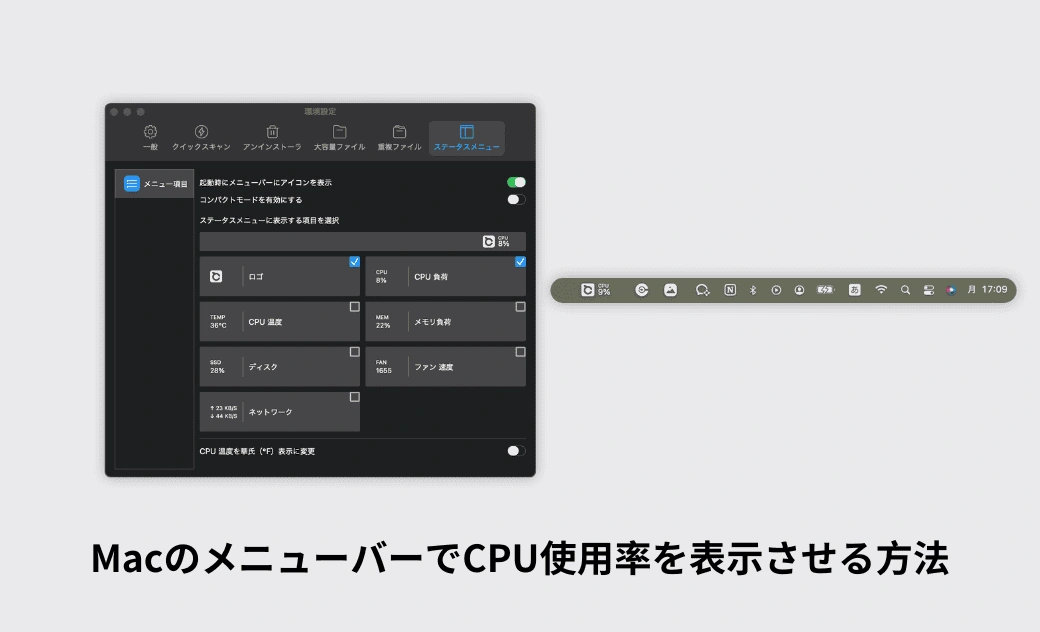 MacのメニューバーでCPU使用率を表示させる方法