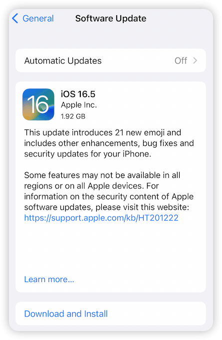 Descarga e instala iOS 16.5
