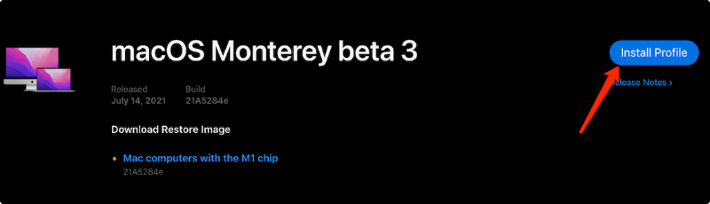 Download macOS Monterey Developer Beta Profile
