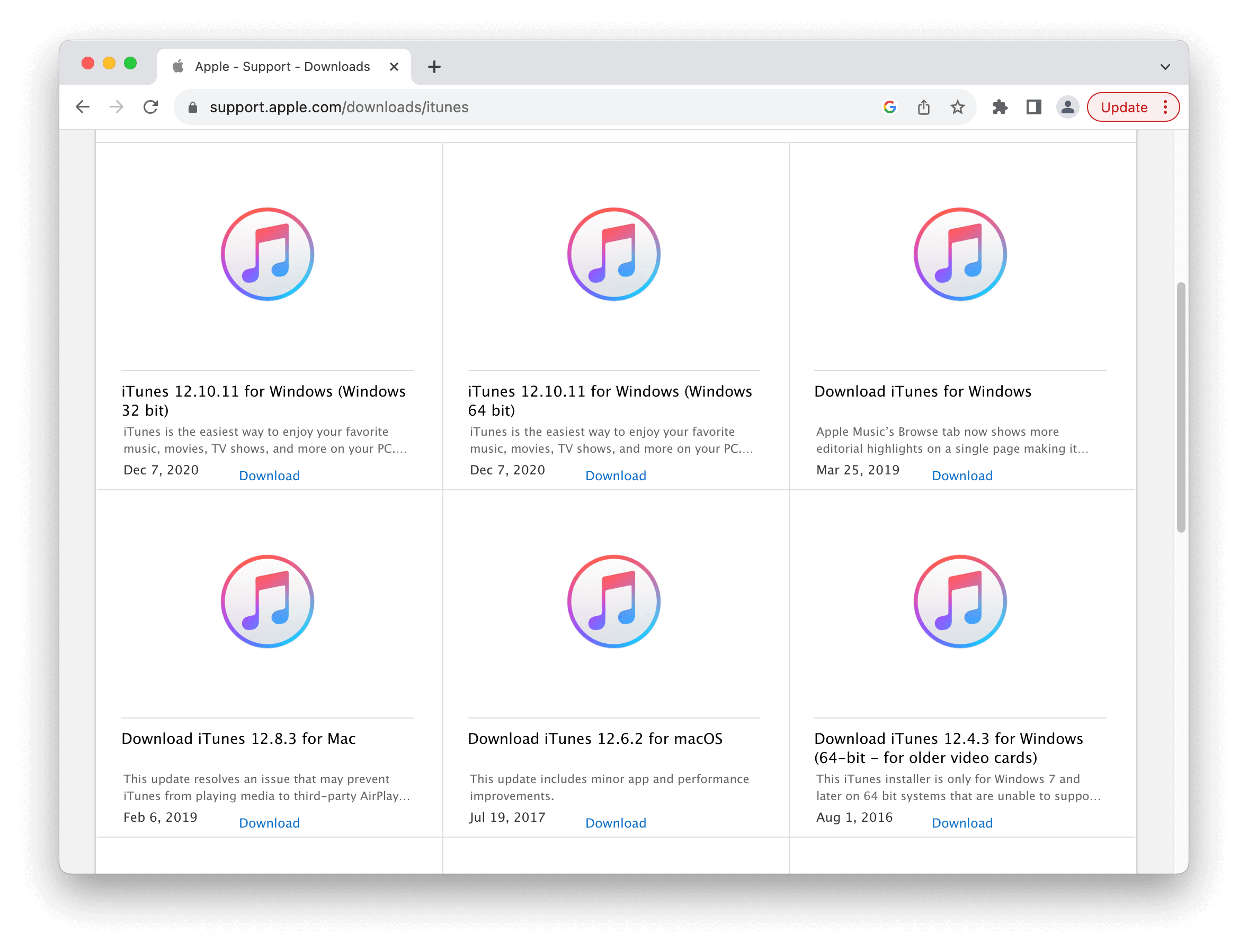 download iTunes for Windows 10/11
